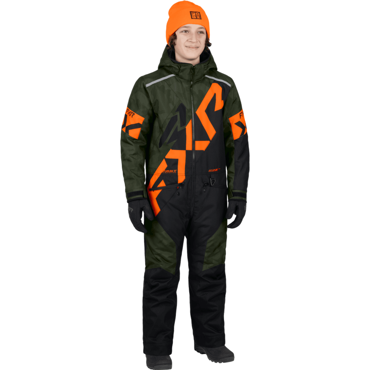 FXR Yth Cold Cross CX Monosuit 26, army camo/orange